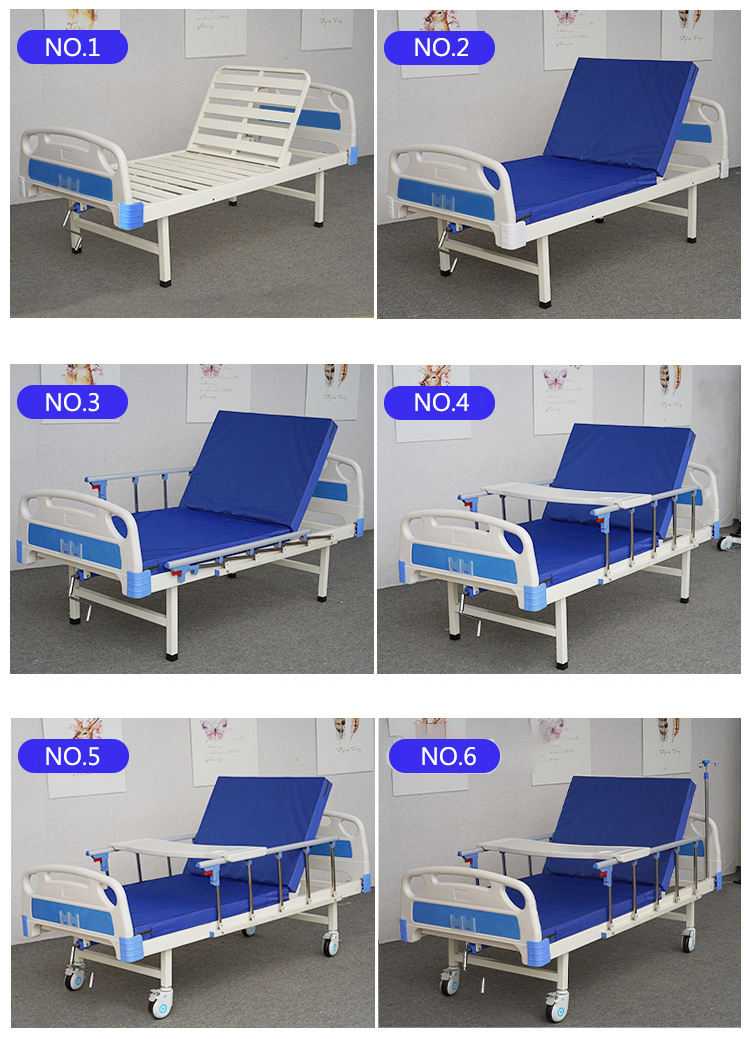 Thiết bị nội thất của Bệnh viện Trung Quốc Sức khỏe Chăm sóc sức khỏe Thép 2 Cranks Hướng dẫn hai chức năng Bệnh viện Giường y tế Giá cả cho người già