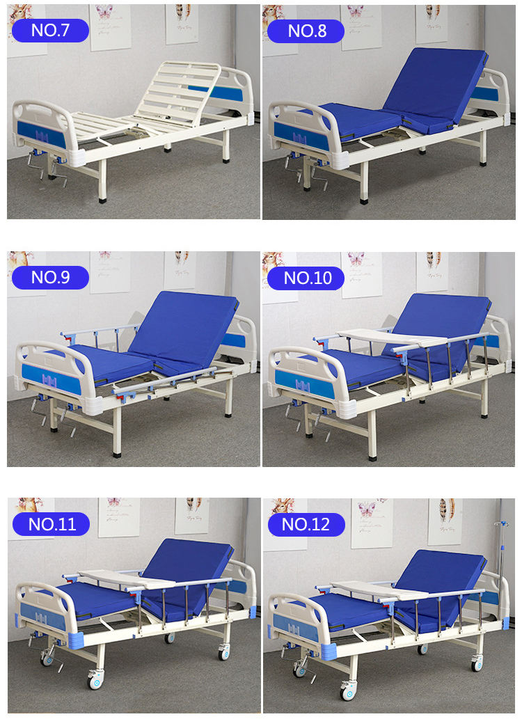 Thiết bị nội thất của Bệnh viện Trung Quốc Sức khỏe Chăm sóc sức khỏe Thép 2 Cranks Hướng dẫn hai chức năng Bệnh viện Giường y tế Giá cả cho người già