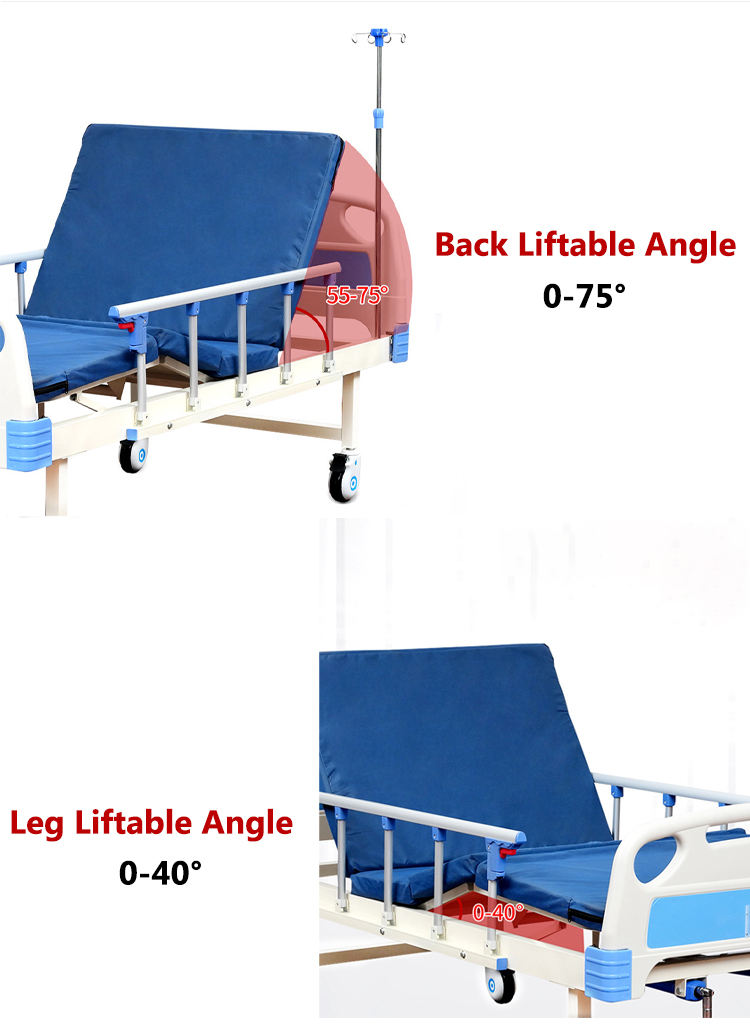 Thiết bị nội thất của Bệnh viện Trung Quốc Sức khỏe Chăm sóc sức khỏe Thép 2 Cranks Hướng dẫn hai chức năng Bệnh viện Giường y tế Giá cả cho người già