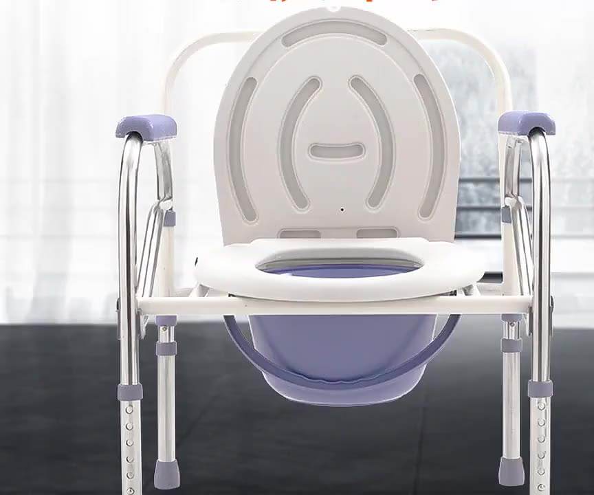 Bán buôn y tế di động xe lăn ghế nhà vệ sinh với xô bệnh nhân cao tuổi Chiều cao điều chỉnh Ghế Ghế gấp