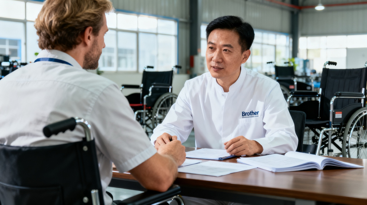 Hợp t&aacute;c với Brother Medical được FDA CE chứng nhận, ch&uacute;ng t&ocirc;i cung cấp c&aacute;c giải ph&aacute;p xe lăn t&ugrave;y chỉnh cho bạn