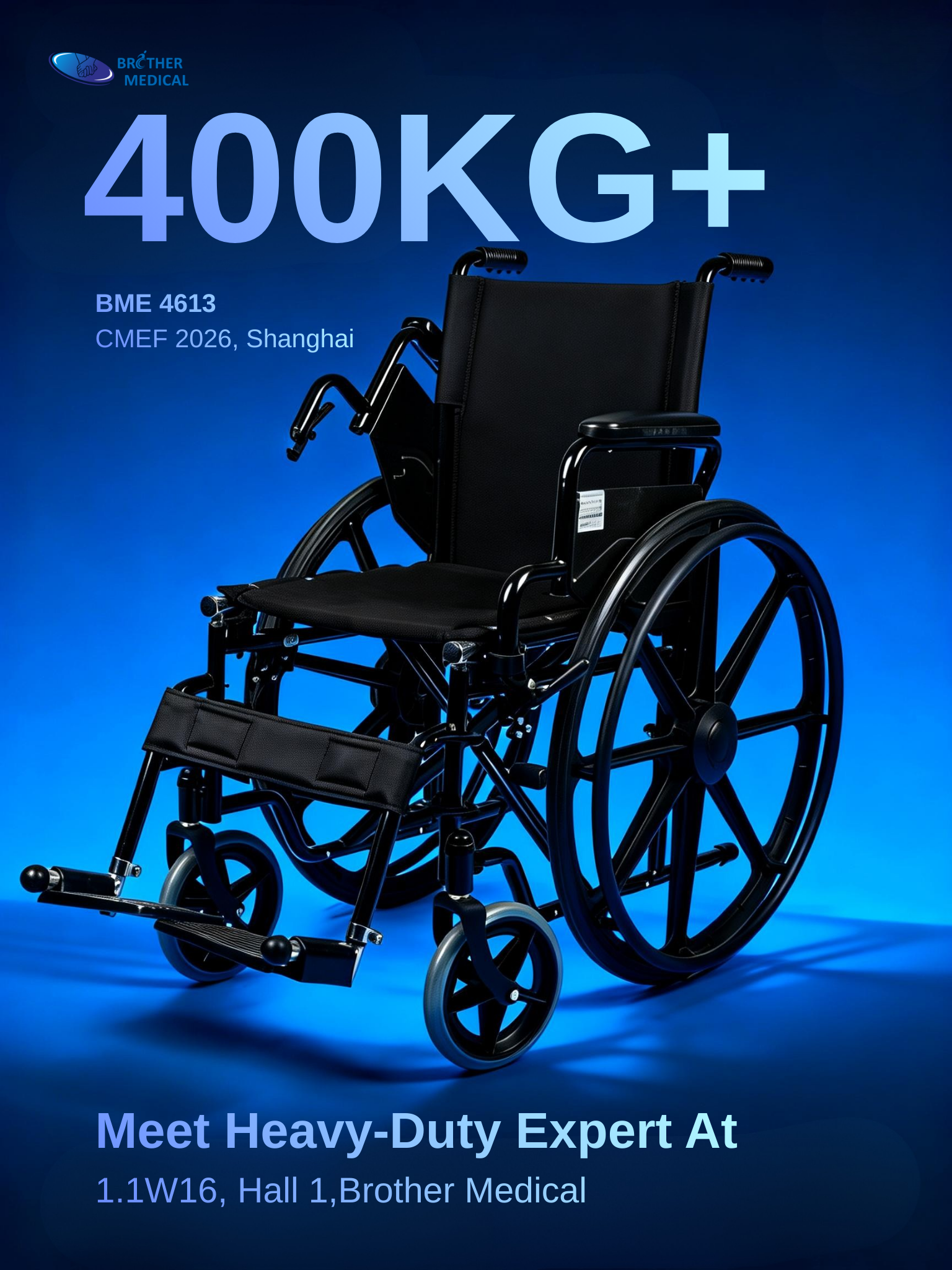 Chi tiết khung chịu tải 300kg của xe lăn d&agrave;nh cho người b&eacute;o ph&igrave; cho CMEF 2026.