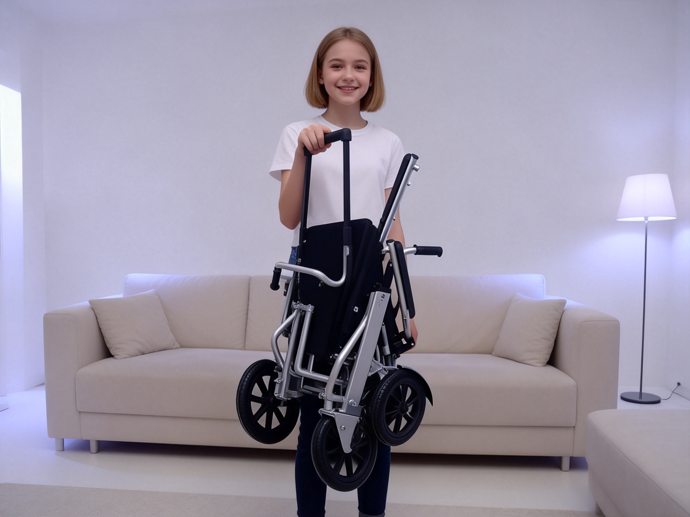 Xe lăn điện si&ecirc;u nhẹ gấp lại dễ d&agrave;ng mang theo v&agrave; vận chuyển
