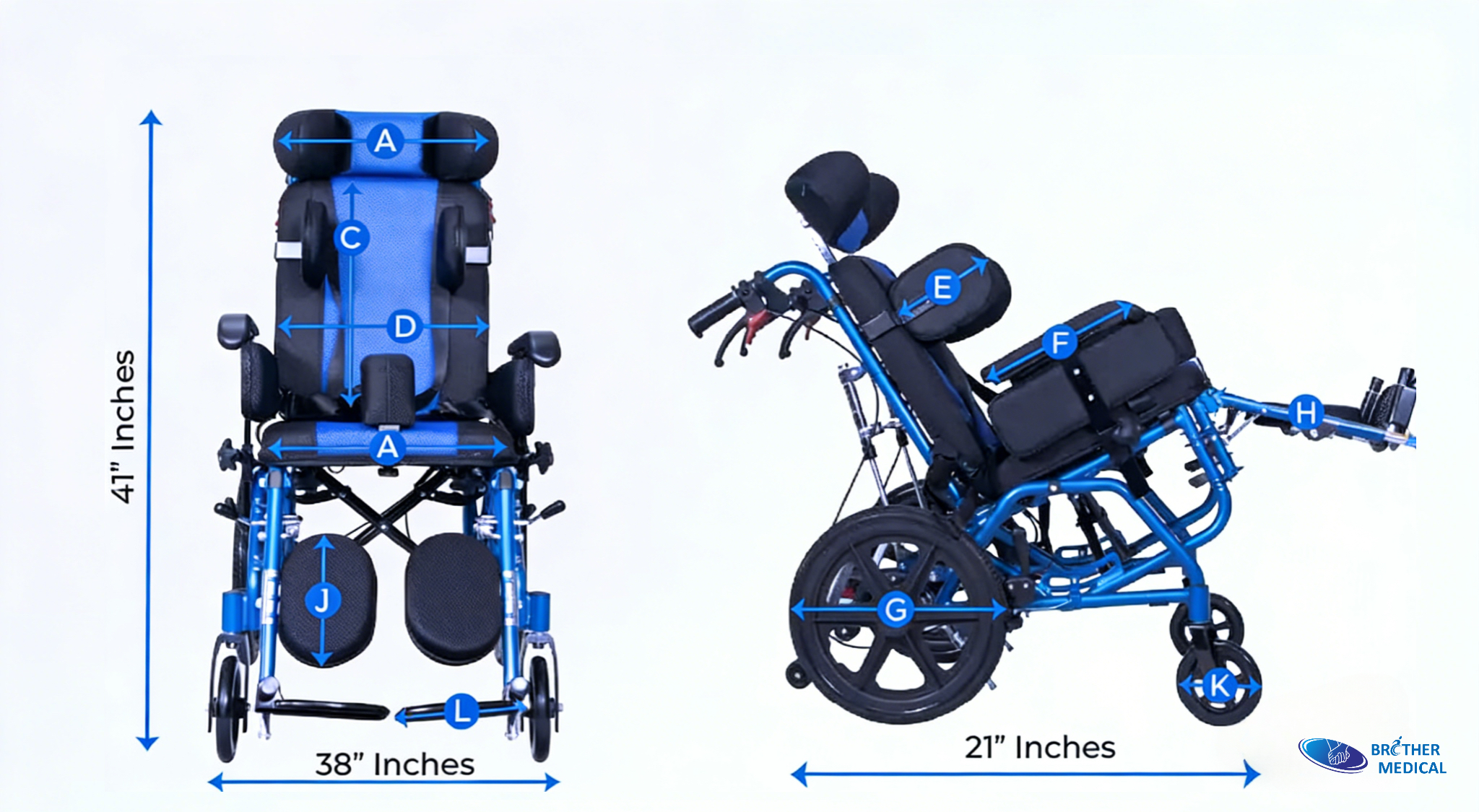 Th&ocirc;ng tin k&iacute;ch thước xe lăn bại n&atilde;o BME4620 Xanh