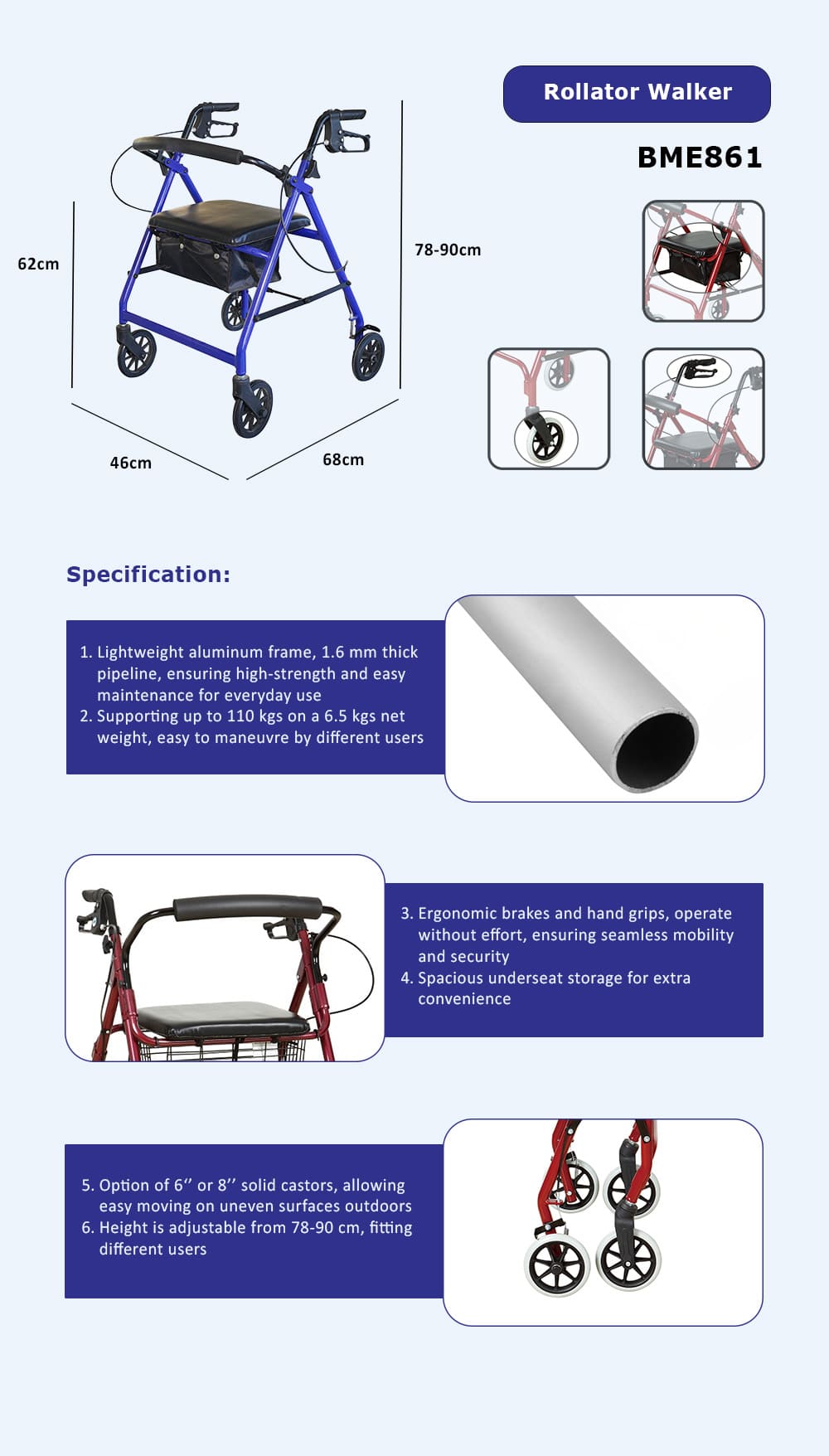 M&ocirc; tả xe lăn BME861
