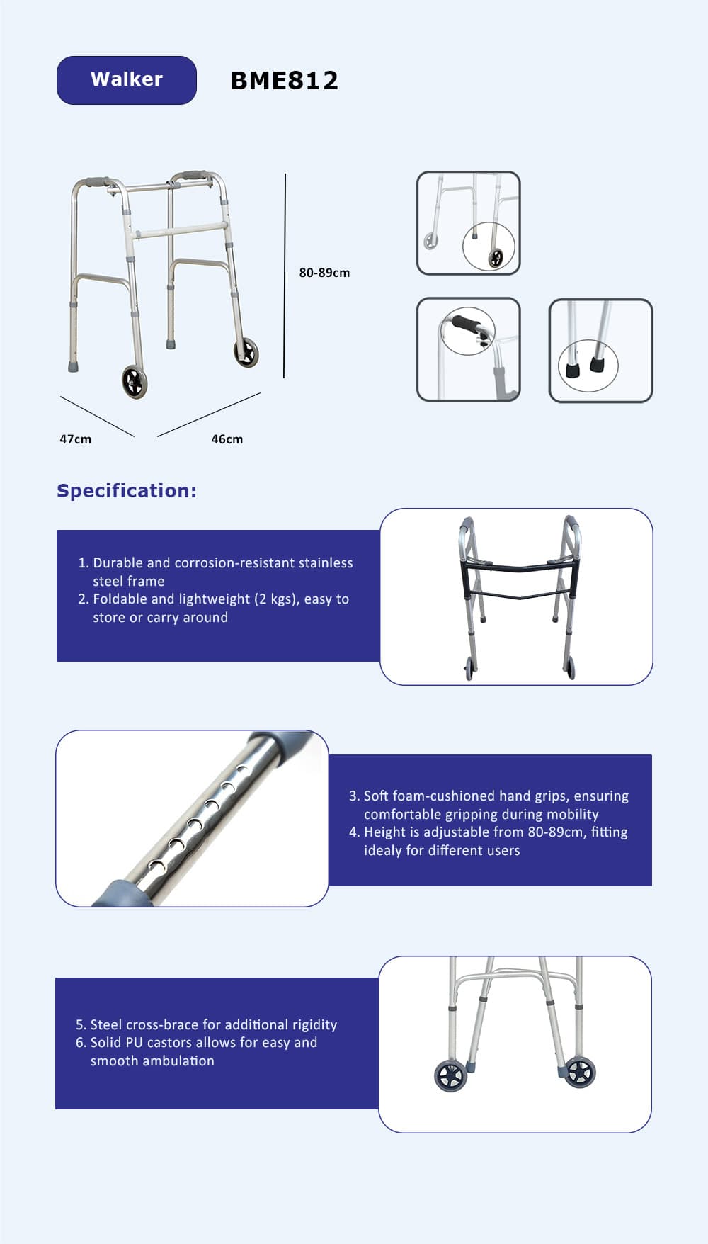 M&ocirc; tả xe lăn BME812